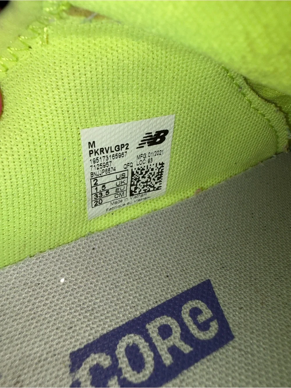 New Balance Kids Neon Yellow & Purple BOA Sneakers kid size 2